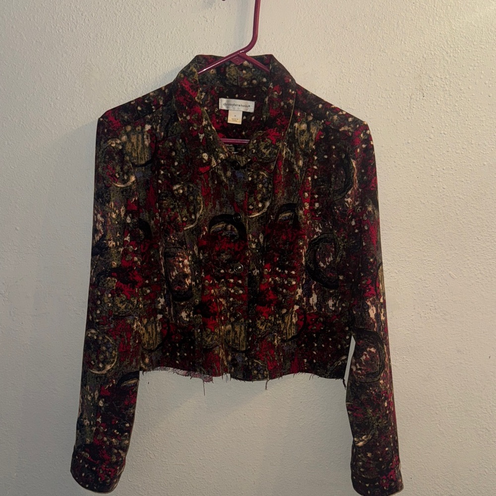 Christopher & Banks Red and Black Women's Cropped Blazer